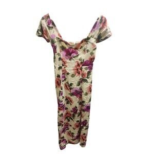 Abercrombie Fitch Floral Off Shoulder Smocked Midi Dress Women's Size S